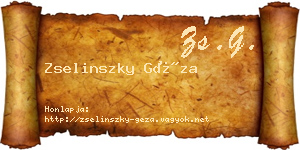 Zselinszky Géza névjegykártya